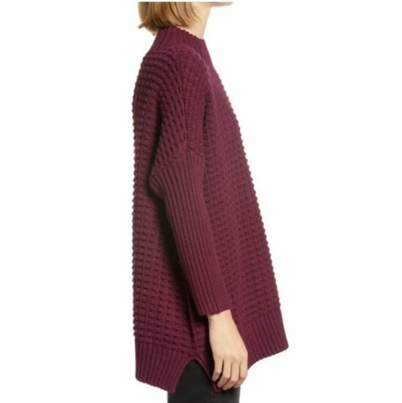 NWT French‎ Connection Mozart Popcorn Cotton Sweater In Burgundy Oversized XS - Picture 6 of 6